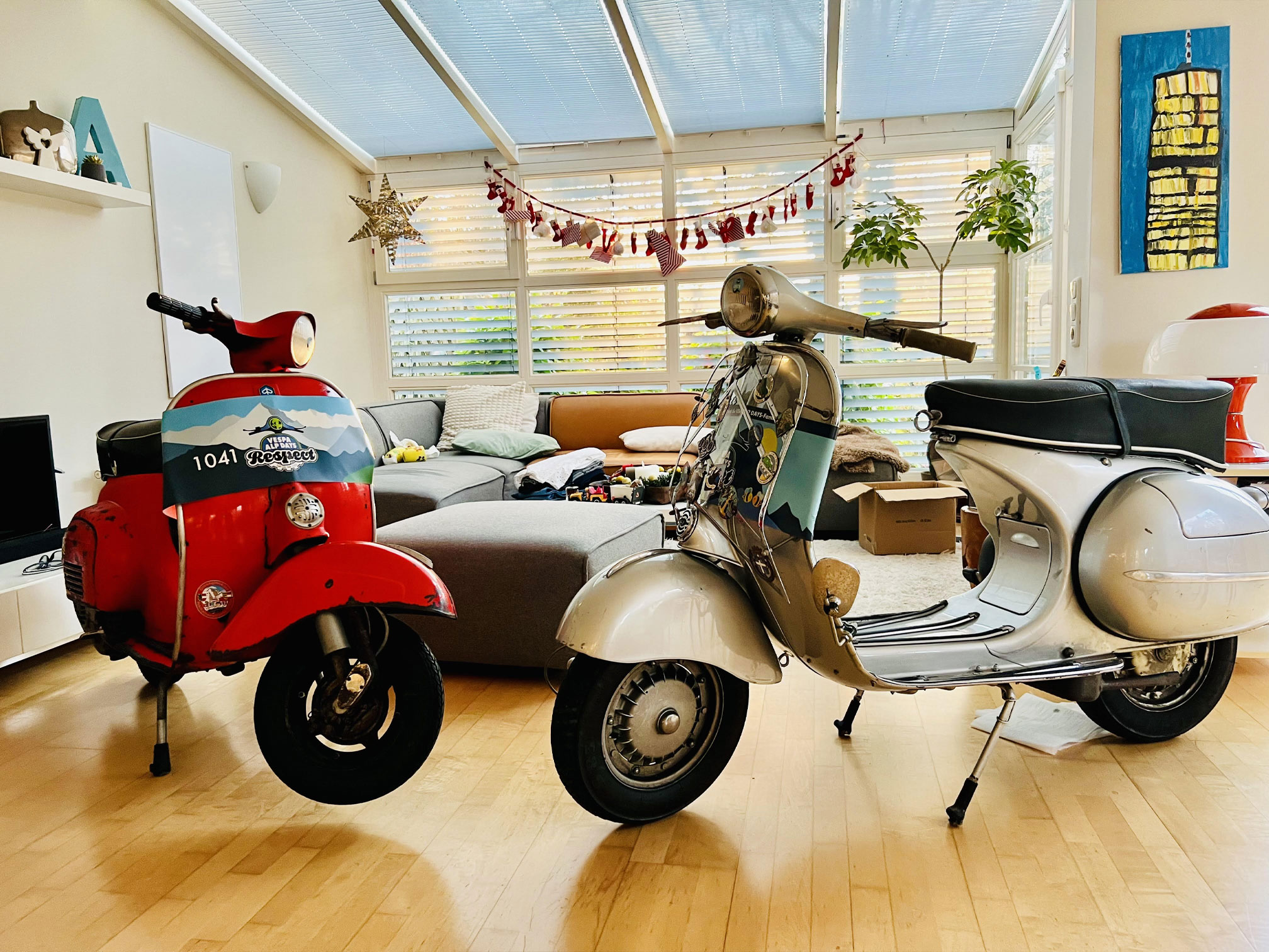 Vintage Vespa Roller in Augsburg - Seitenansicht